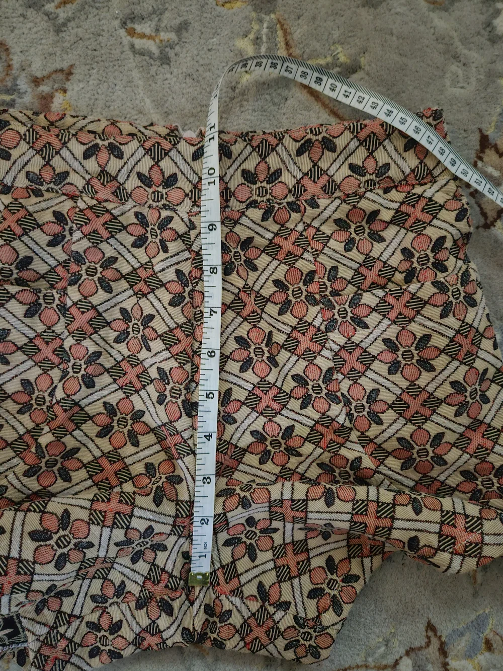 Vintage Turkish Floral And Geometric Patterned Woven High Waist Shorts XS